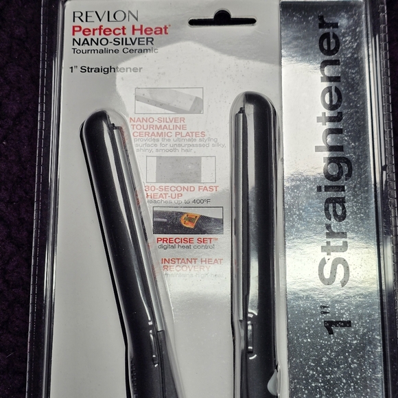 NEW Revlon 1" Perfect Heat Nano-Silver Tourmaline Ceramic Flat Iron-Hair Stylist - Picture 5 of 8